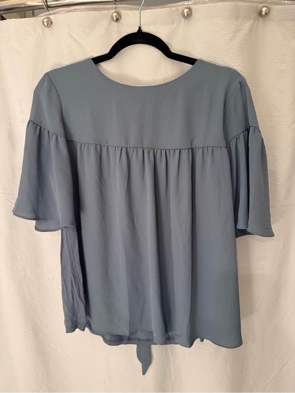 LOFT Dusty Blue Flutter Sleeve Blouse